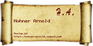 Hohner Arnold névjegykártya